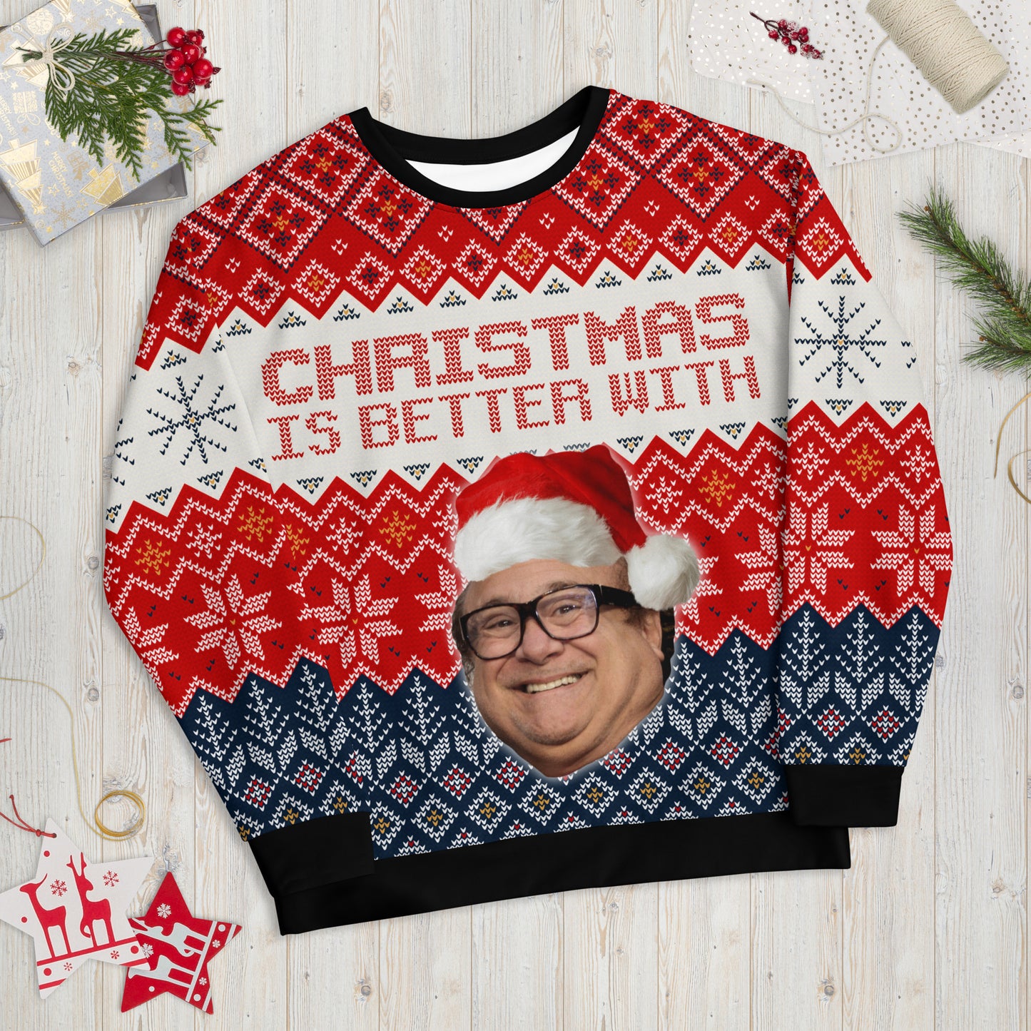 Personalised Photo All-Over Print Ugly Unisex Christmas Sweater Gift, Pet or Person