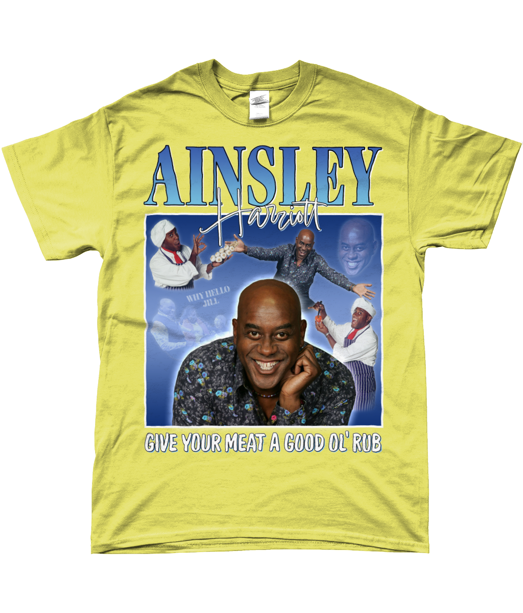 Ainsley Harriott Give Your Meat a Good Old Rub Funny Meme, Why Hello Jill Ready Steady Cook T-shirt yellow