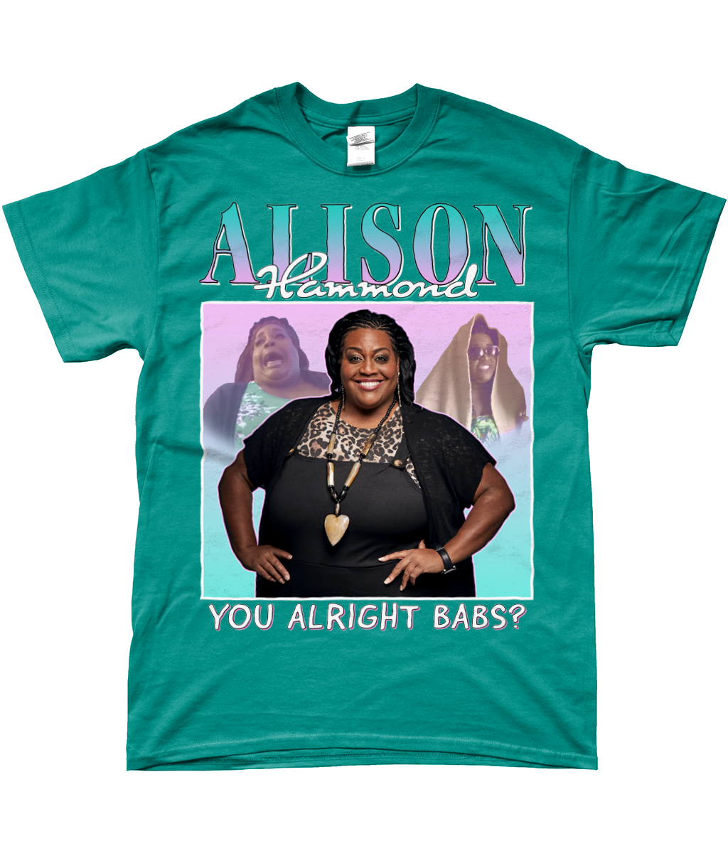 Alison Hammond Iconic You Alright Babs? T-shirt jade dome blue green