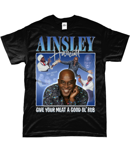 Ainsley Harriott Give Your Meat a Good Old Rub Funny Meme, Why Hello Jill Ready Steady Cook T-shirt black