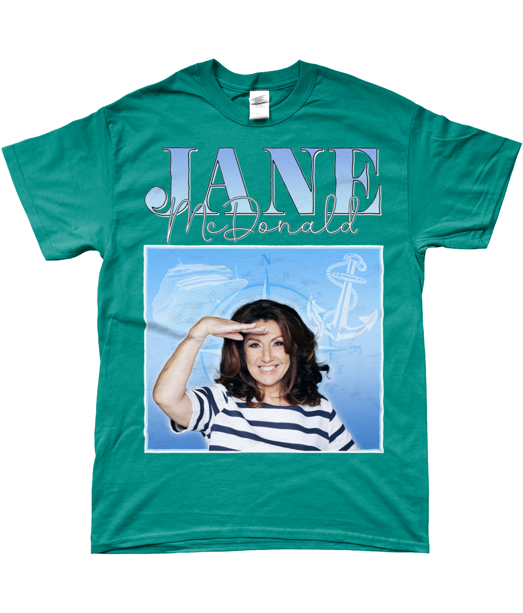 Cruising with Jane McDonald Channel 5 Wakefield and Loose Women Star LGBTQ+ Graphic Meme Tee Jade Dome Blue Green