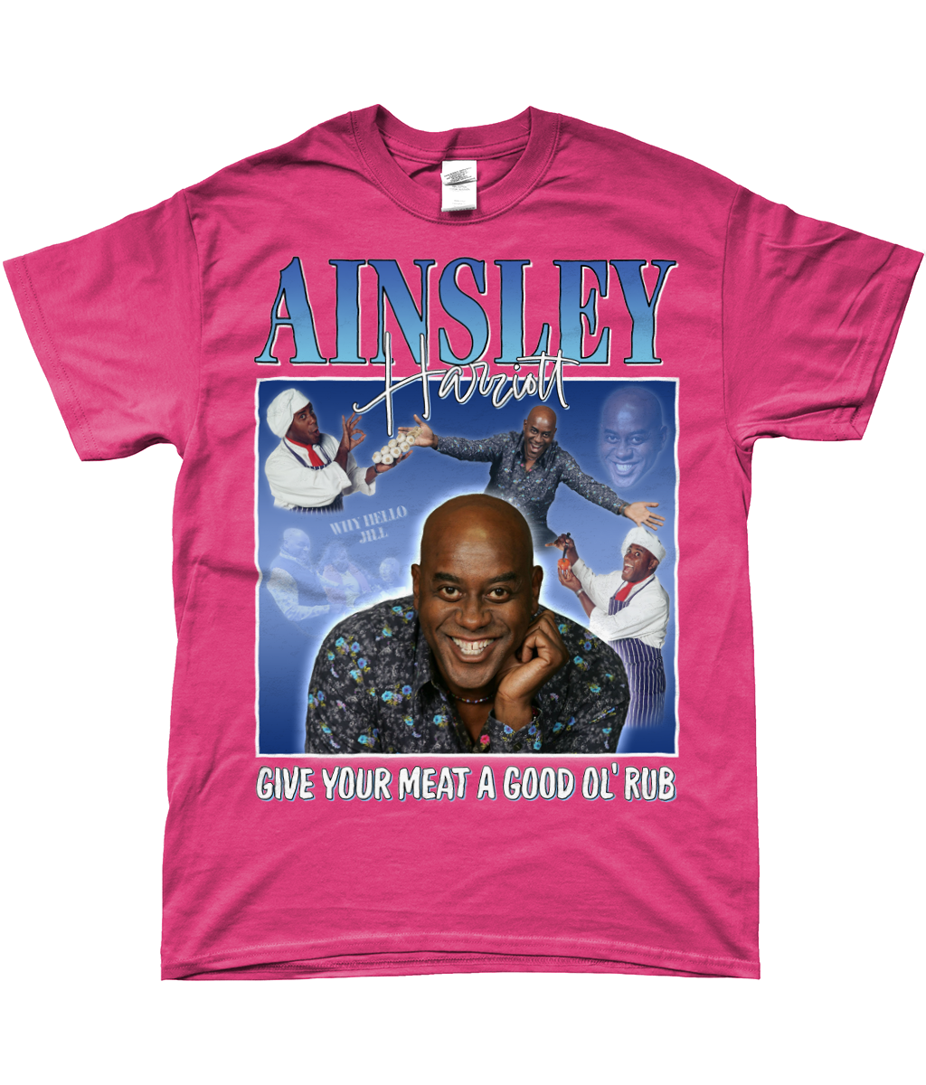 Ainsley Harriott Give Your Meat a Good Old Rub Funny Meme, Why Hello Jill Ready Steady Cook T-shirt pink