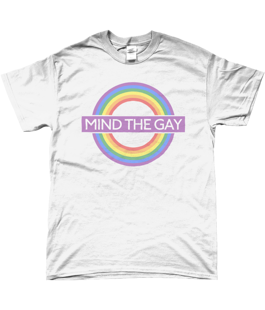 Mind The Gay London Underground Tube Sign Pride Rainbow T-shirt White