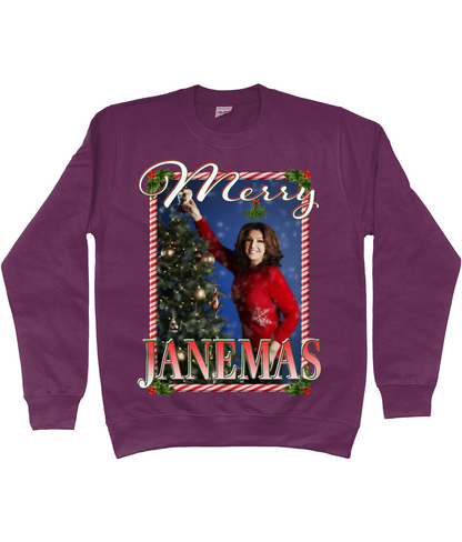 Jane McDonald Merry Janemas Text Ugly Funny Christmas Jumper Meme TV Xmas Homage Sweater Berry Purple