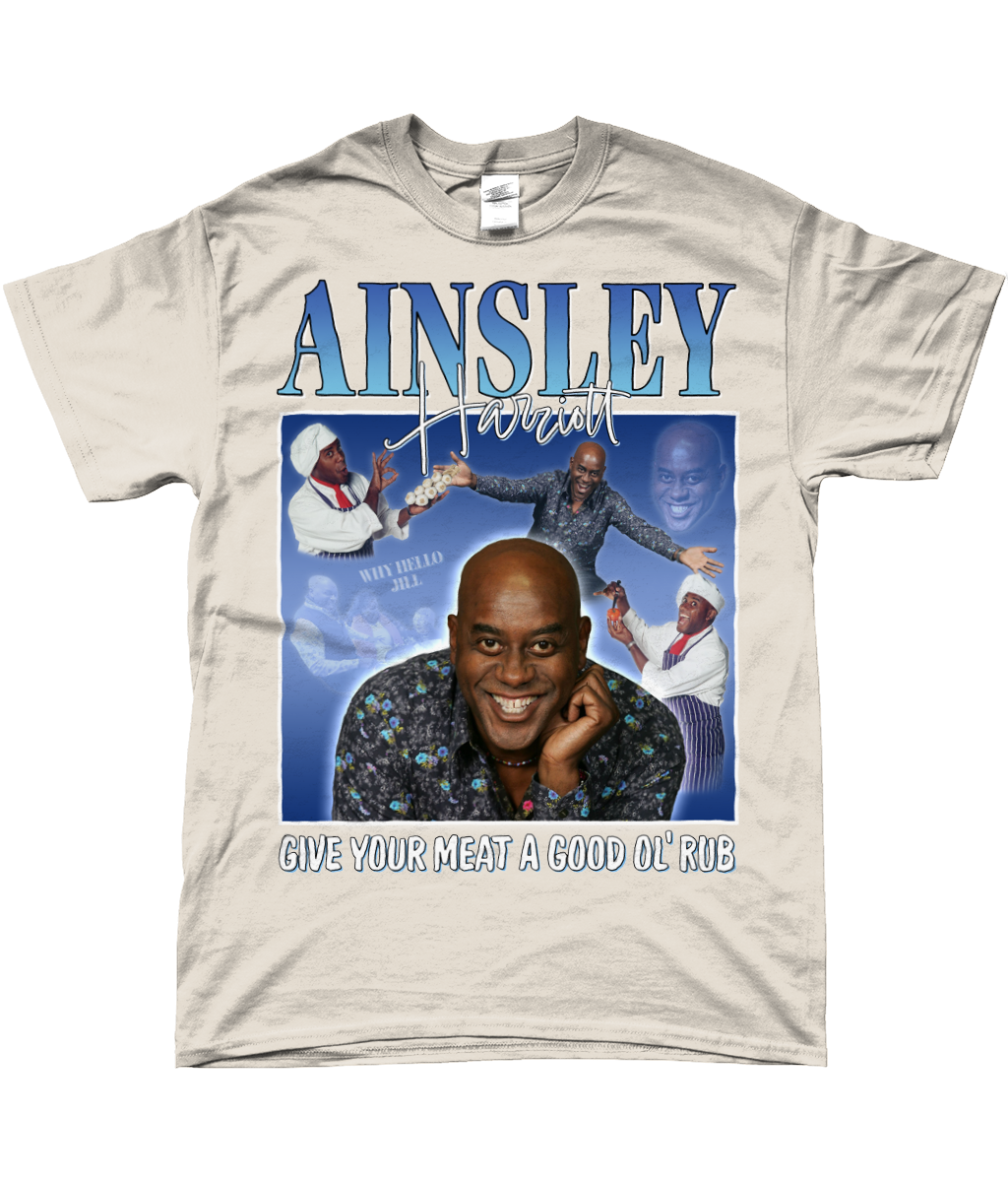 Ainsley Harriott Give Your Meat a Good Old Rub Funny Meme, Why Hello Jill Ready Steady Cook T-shirt natural