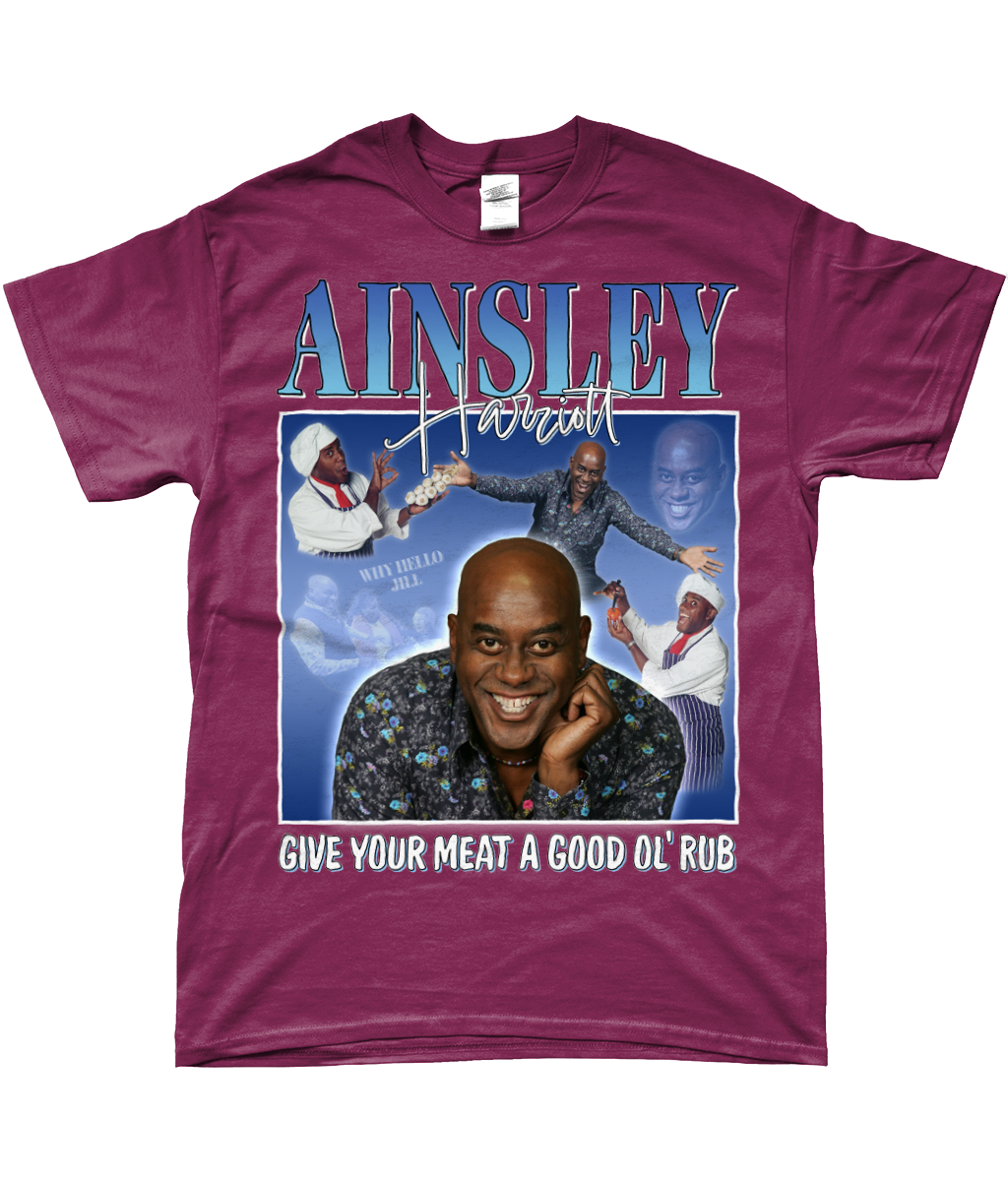 Ainsley Harriott Give Your Meat a Good Old Rub Funny Meme, Why Hello Jill Ready Steady Cook T-shirt berry